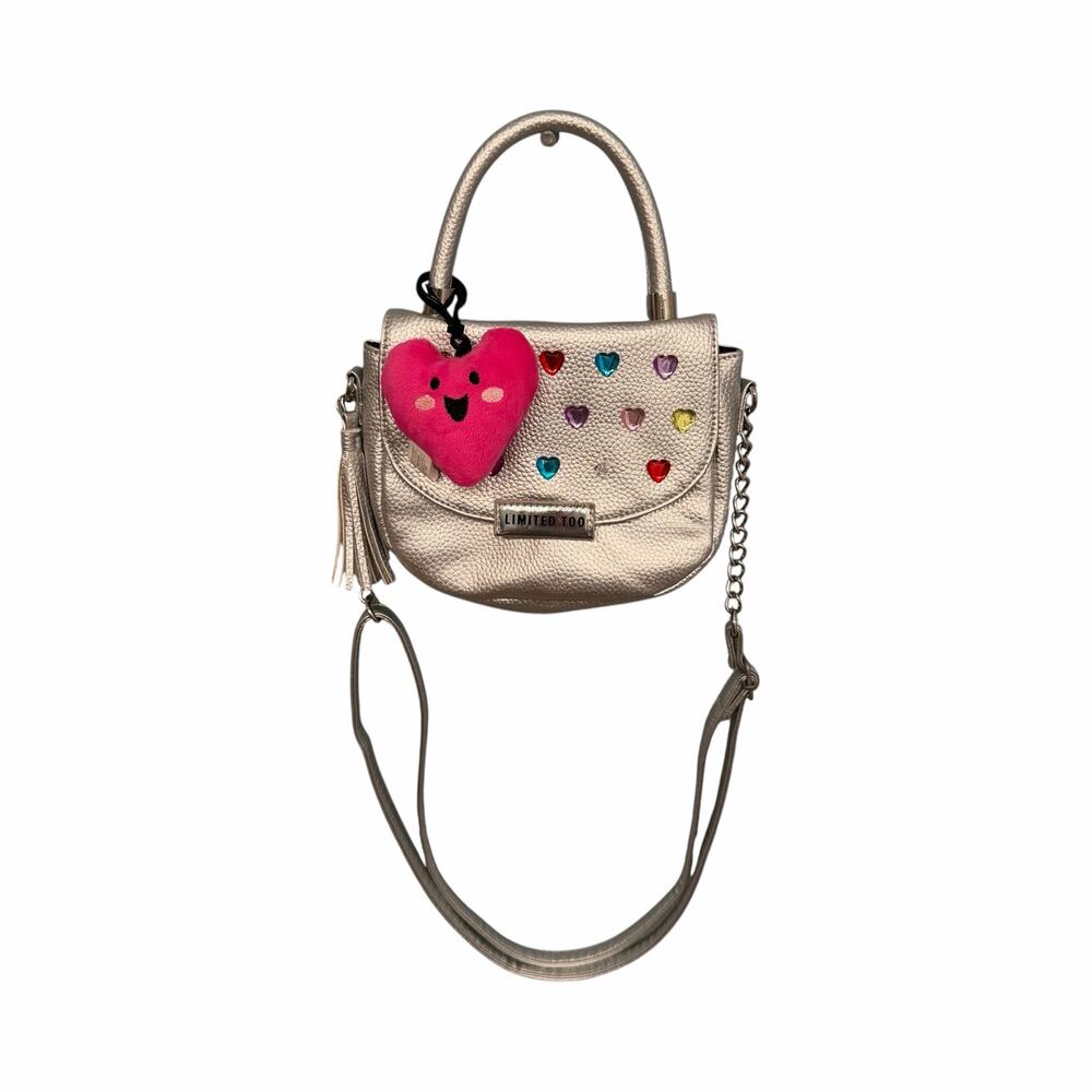 Vintage Limited Too Silver Heart Gem Mini Satchel Crossbody Y2K
